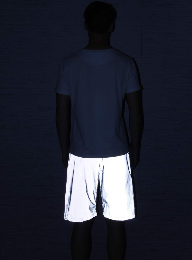 LZLRUN Reflective Shorts Pant Men Fluorescent Trouser Casual Night Jogger(XL) Grey - Image 4